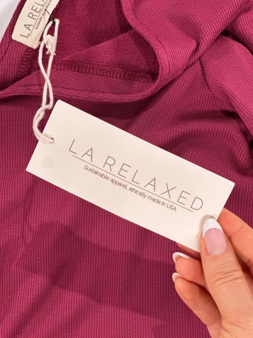 LA Relaxed Ribbed Modal V-Back Swing Dress Medium Raspberry NWT - Picture 8 of 14